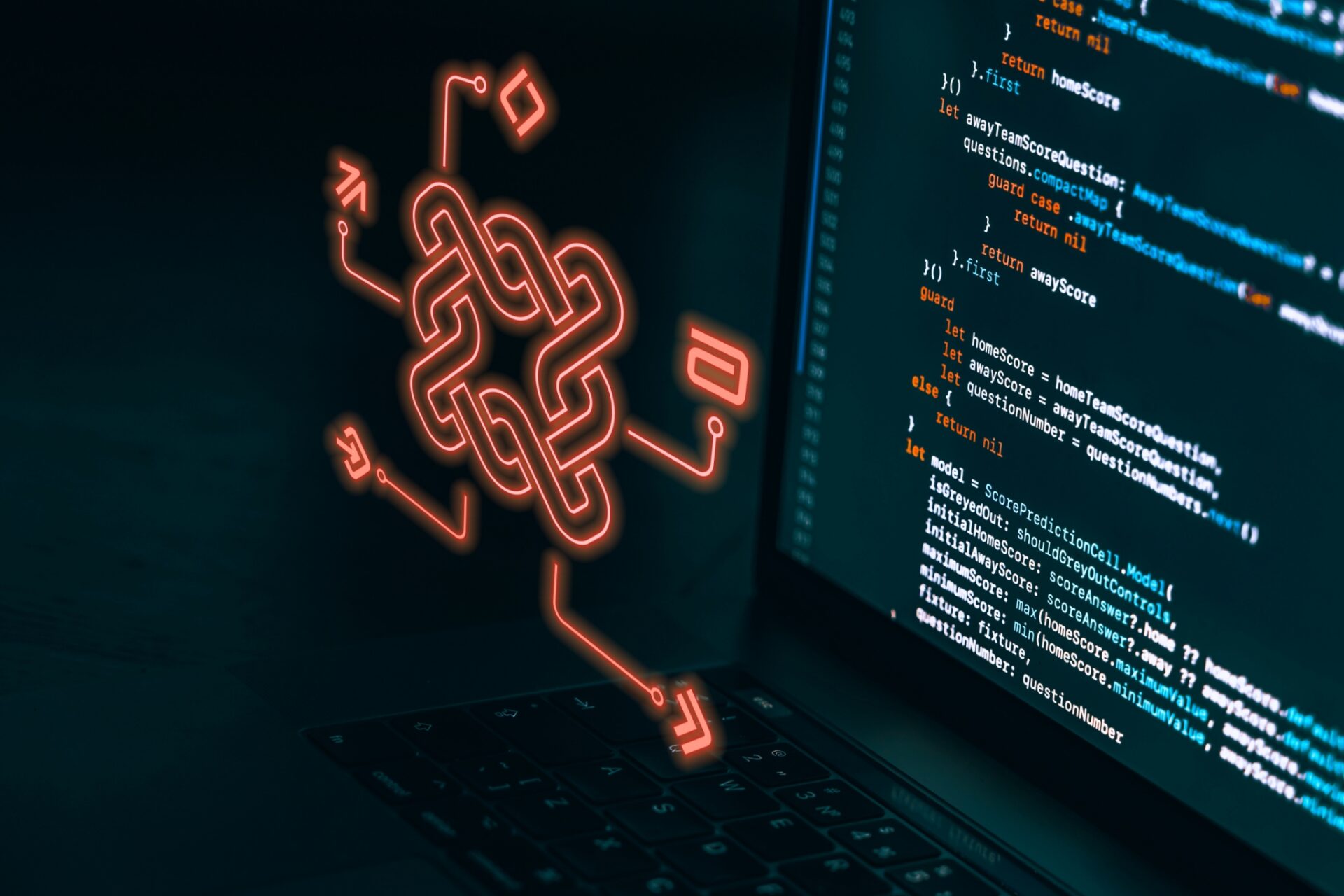 Thread Connect services graphic projected over a developers screen filled with lines of code.